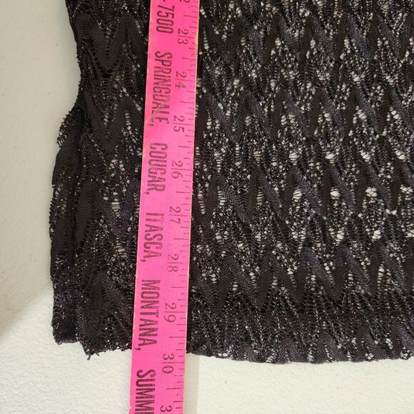 Womens Faded Glory Swim Cover-Up Top 2X Black Sheer Metallic Zigzag Knit V-Neck - Picture 8 of 13